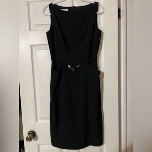 Womens David Warren Sleeveless Sheath Black Mid Length Dress Size 8